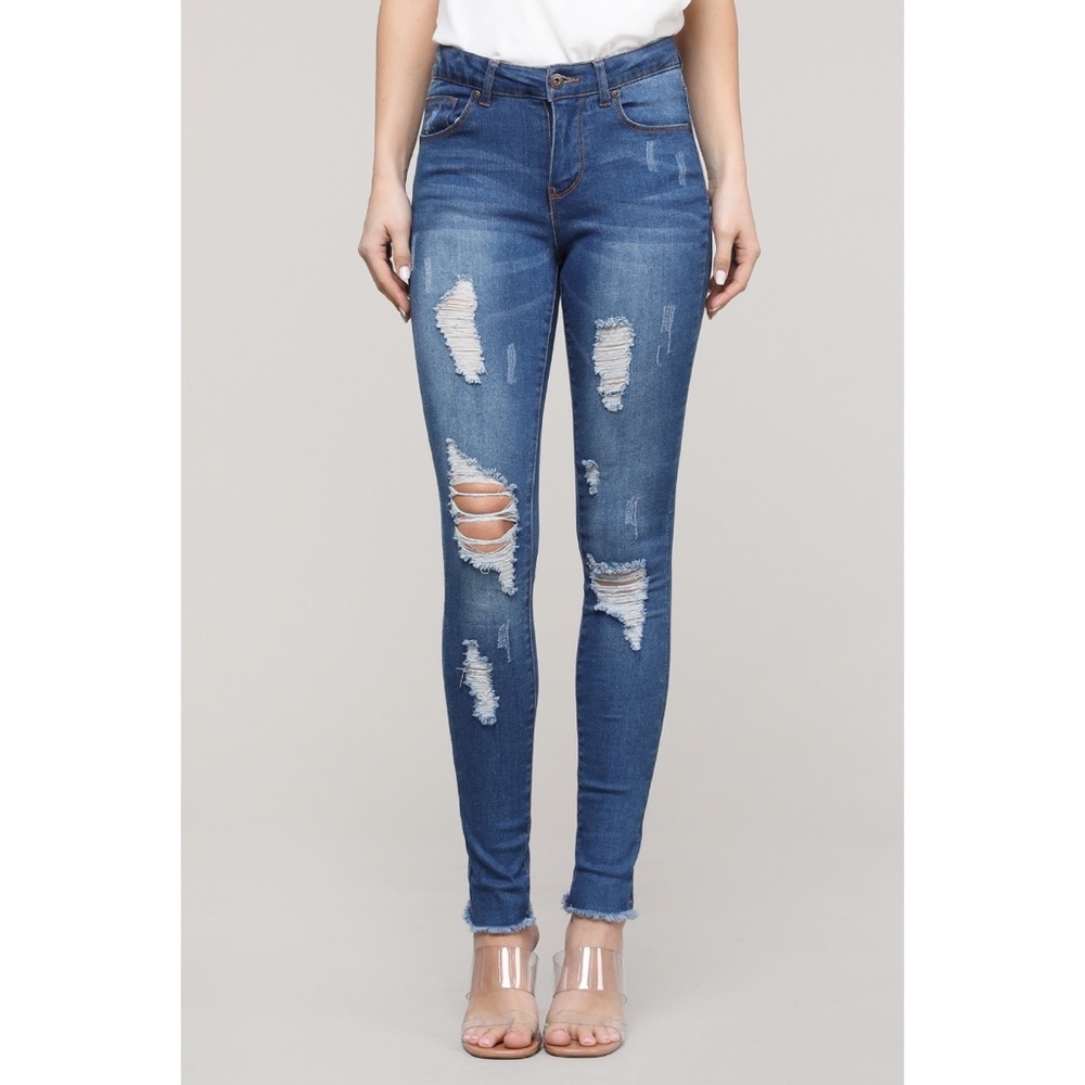 Distressed Denim Skinny Jeans